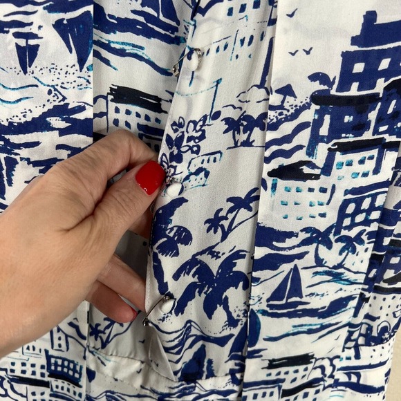 L'AGENCE Women's Behati Printed Silk Romper One Piece In White/Blue Size 2 - Picture 8 of 14